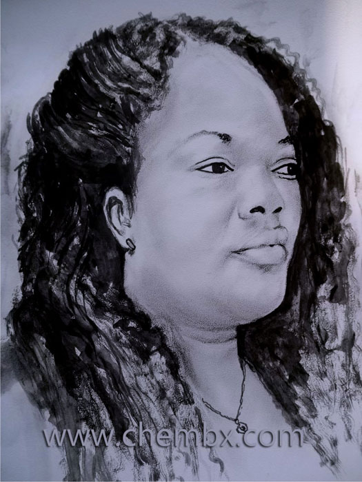 Drawing Portrait-artwork_Black and white-water color on paper